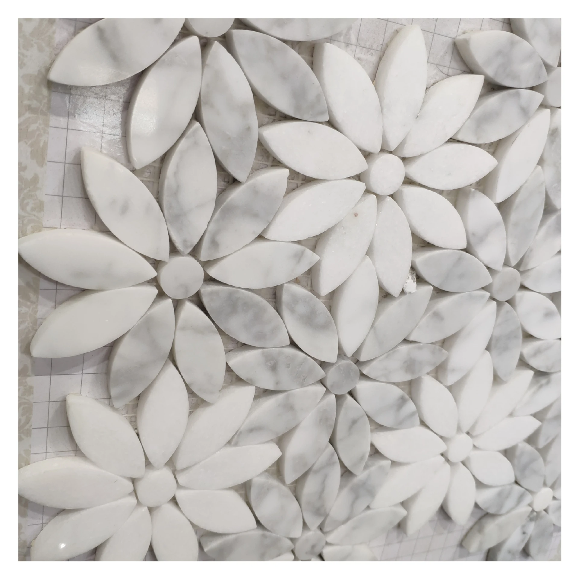 New Design High Quality Color Mixed Flower Marble Waterjet Mosaic For Wall