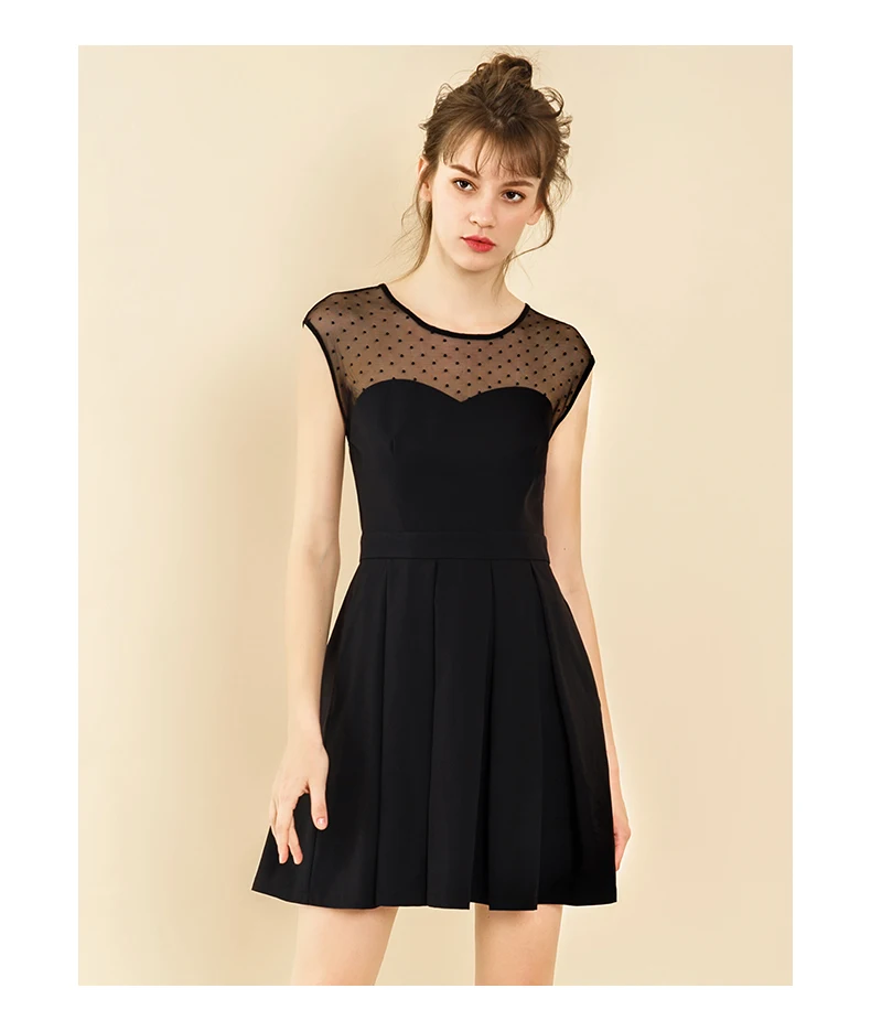 black lace polka dot dress