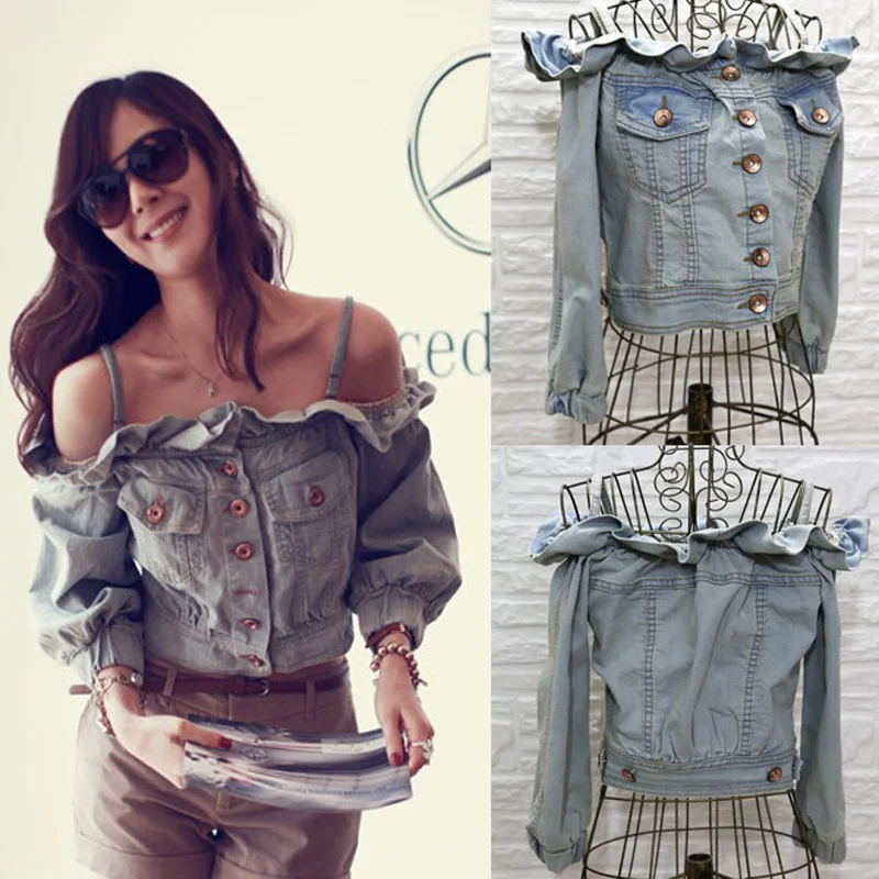 Compra con volantes chaqueta de mezclilla online al por