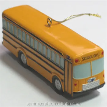 3d Decorative Resin Miniature Bus Christmas Wall Hanging