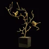 Brass forgerd modern tree and bird sculpture for home decoration