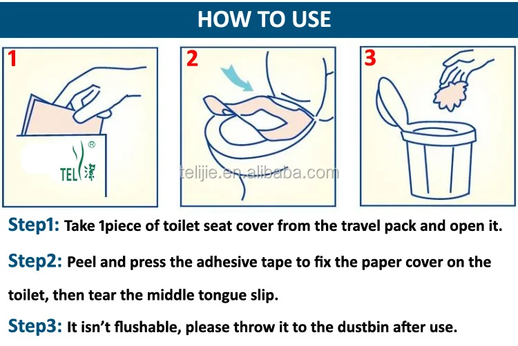 Disposable Travel Pack Toilet Seat Cover Paper With 1/16 Fold