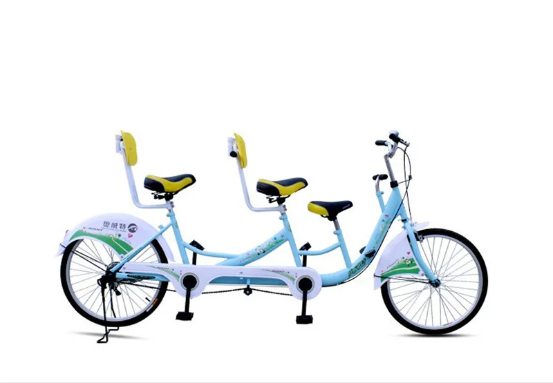 亲子自行车双自行车自行车制动 24英寸三人家庭自行车