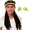 Rasta Jamaican Bob Marley Hat Wigs Dreadlocks & Glasses Caribbean Fancy Dress W17099