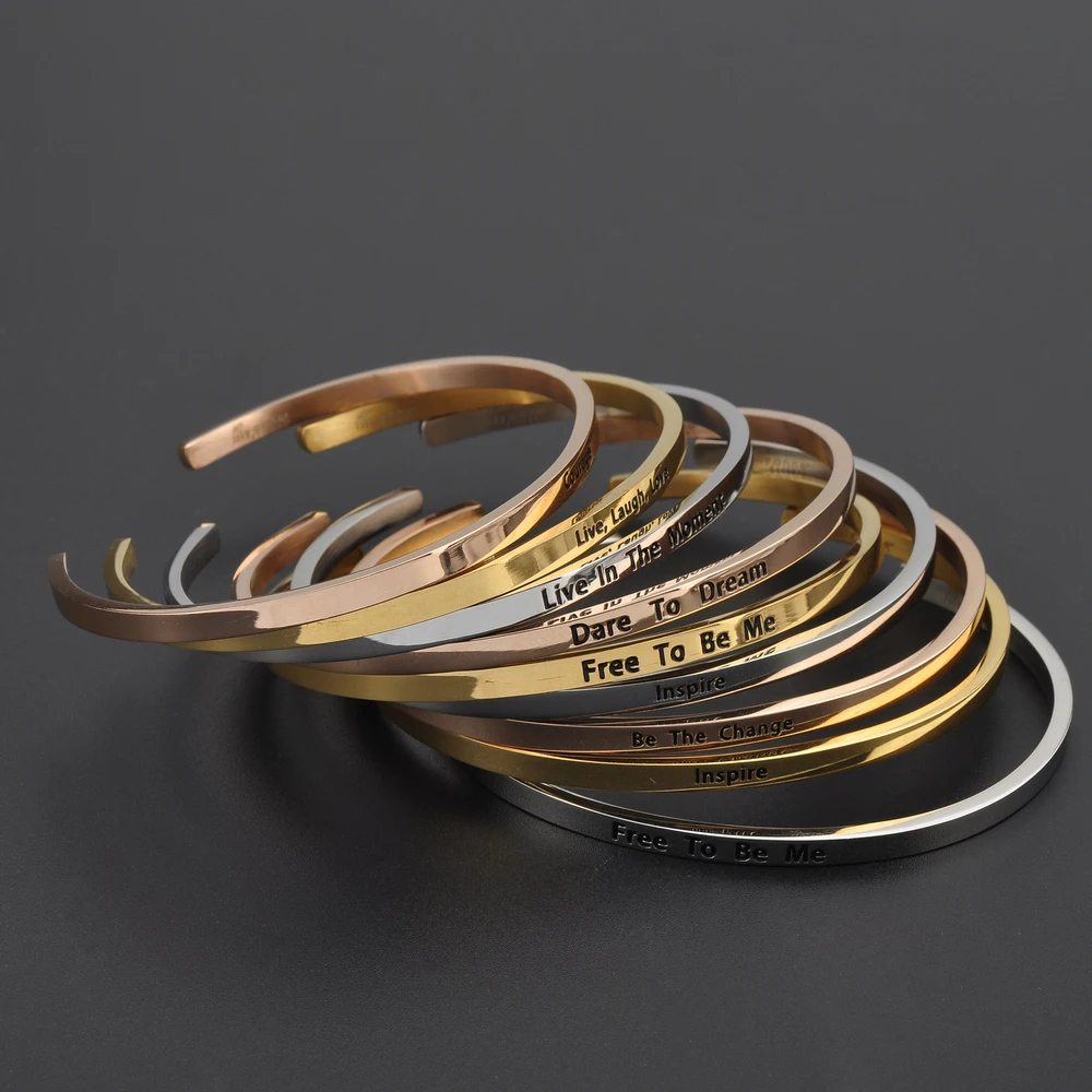 Wholesale Hot Sale Message Inspire Bangle Cuff Bracelet