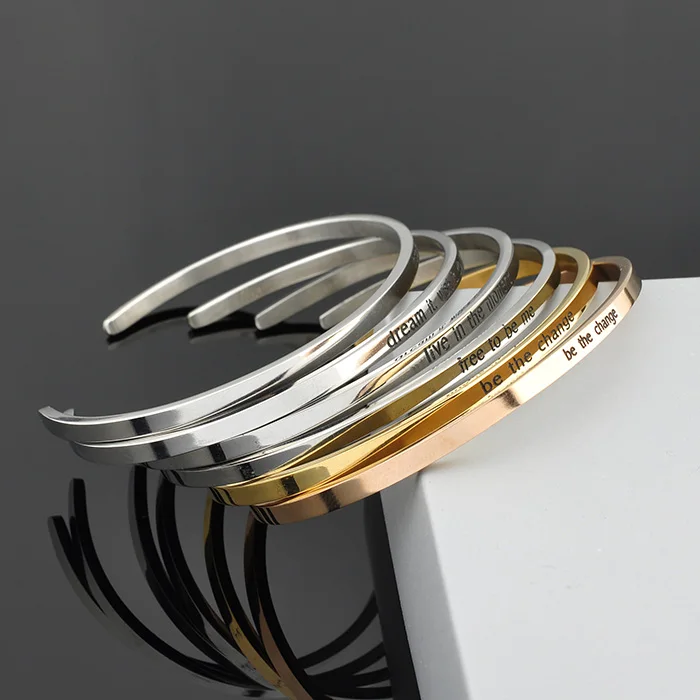 Wholesale Hot Sale Message Inspire Bangle Cuff Bracelet
