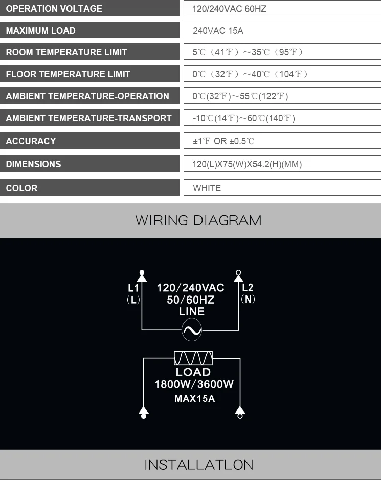 Sas968 Floor Heating Thermostat For Us Market With Large Display,7 Days