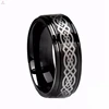 New Arrival PVD Black Plated Laser Engraving Tungsten Rings