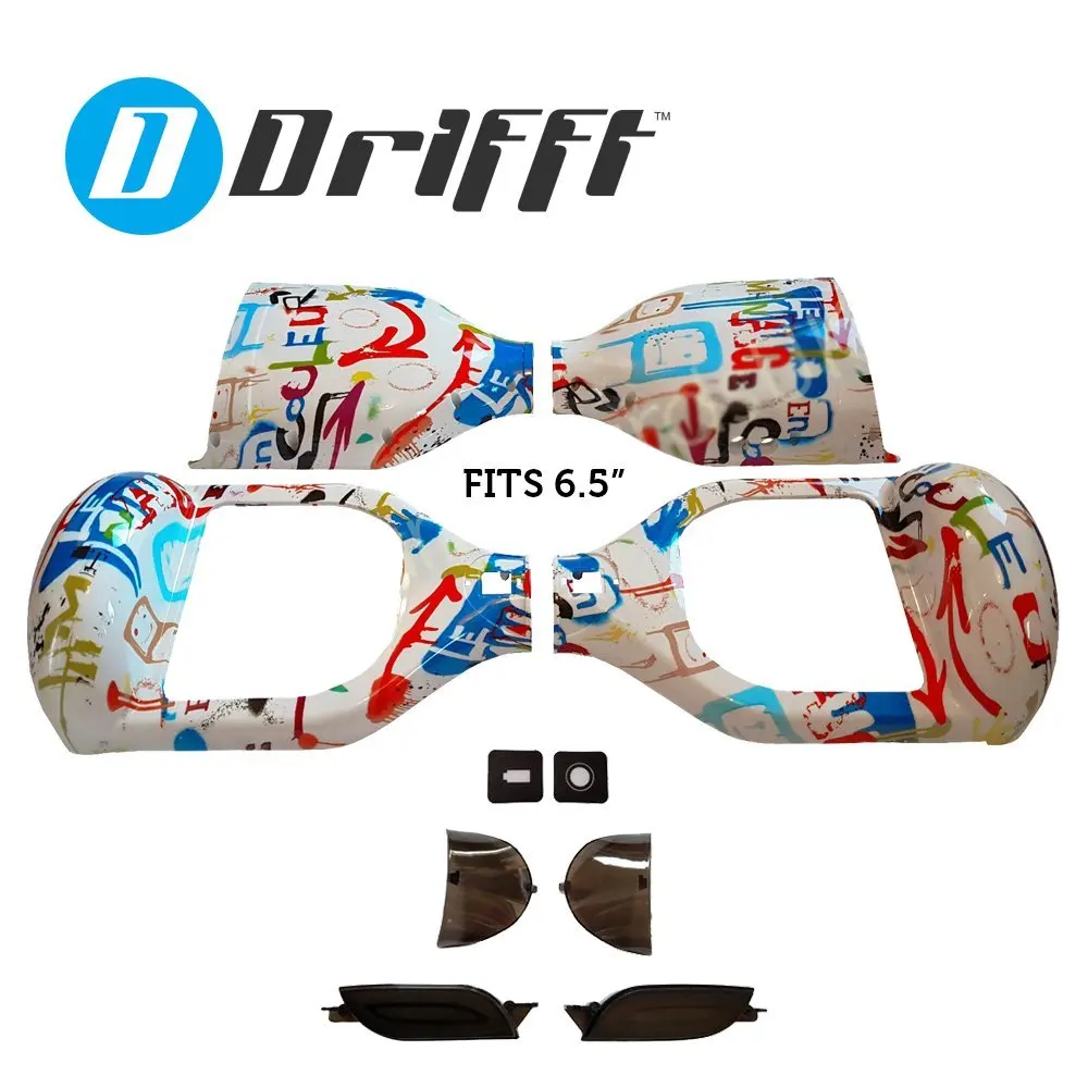 6.5" Hoverboard Shell Replacement in White Graffiti for 6.5 inch Smart Self Balance Scooter