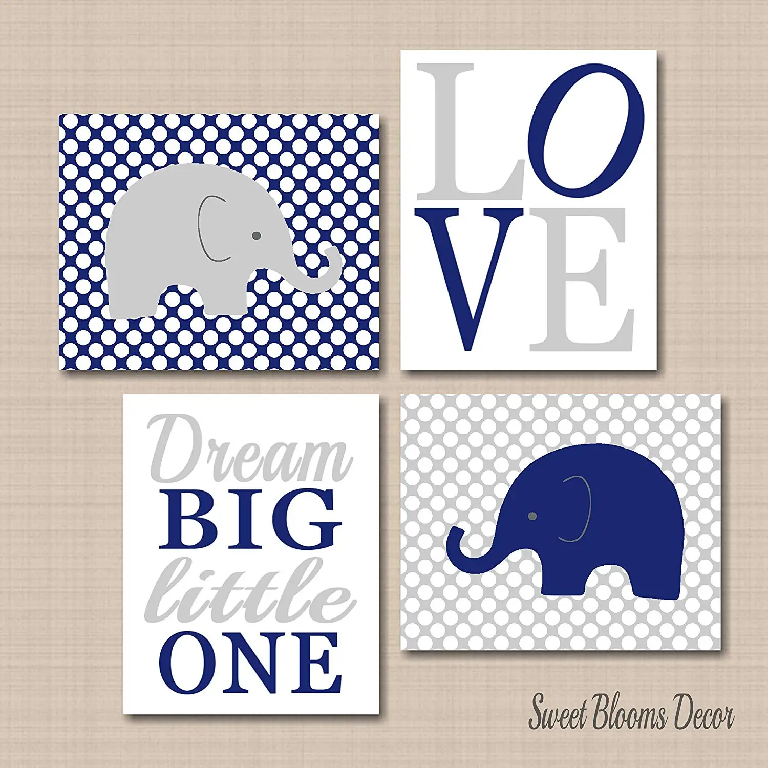 navy elephant nursery decor