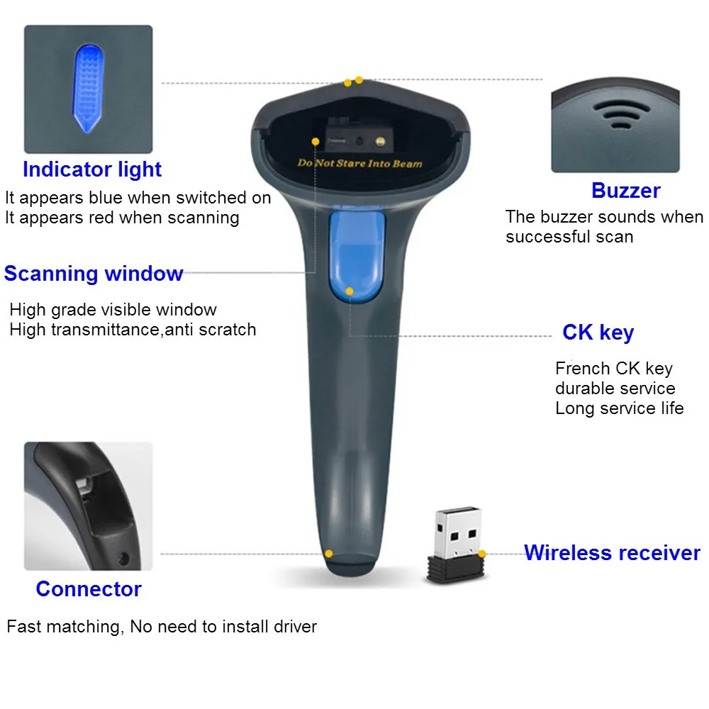 Baoshare Portable Barcode Scanner With Memory 2d Wireless Barcode