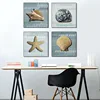 Modern Canvas Painting Wall Art Vintage Seashell Starfish Painting Art Prints on Canvas Seaview Pictures for Home Wall Decor