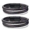 JSFBL-462 Leather braided titanium steel bangle IP plated high polished stainless steel bracelet for men