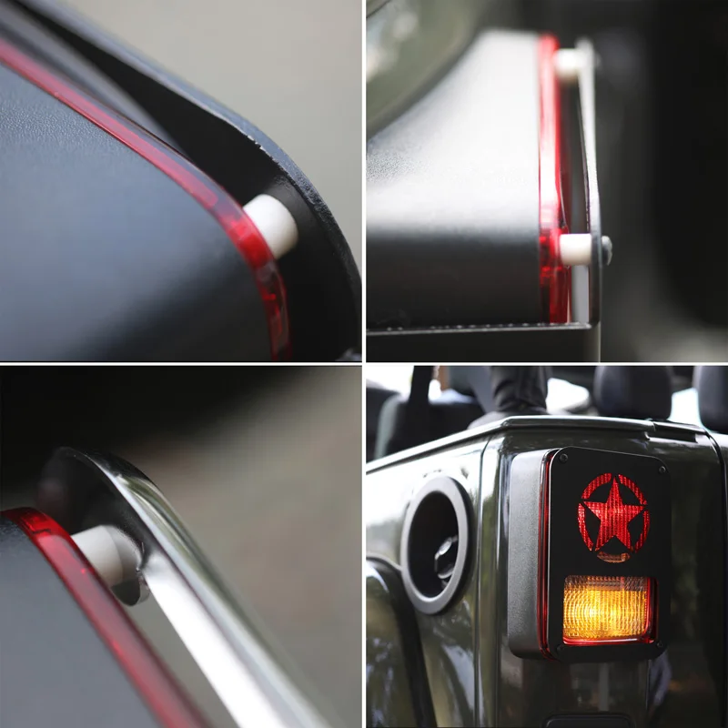 Freedom Star Black Tail Light Guards Covers For Jeep Wrangler Jk