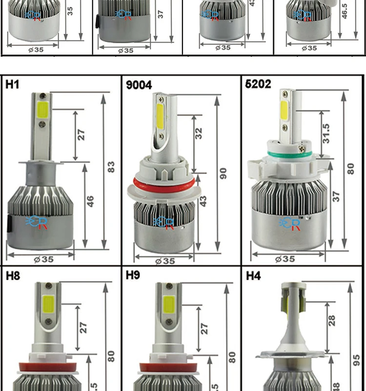 Super Bright 30w C6 H7 Led Headlight Cob H1 H3 H11 9005 9006 12v 24v