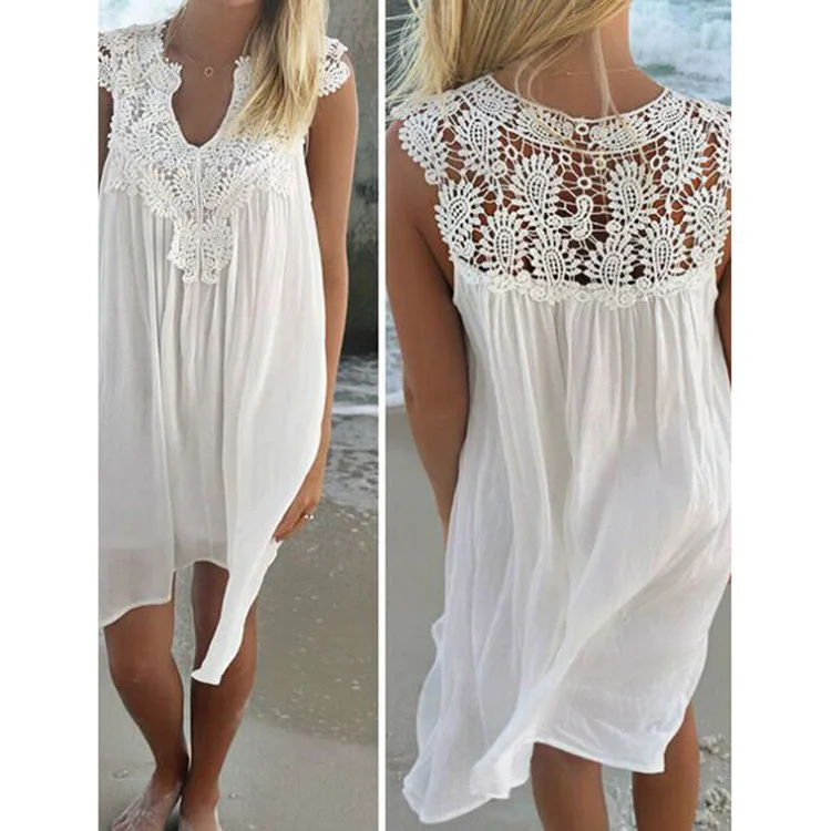 2021 New Arrival White Elegant Sexy Beach Cover Up Blouse Lace Swimsuit