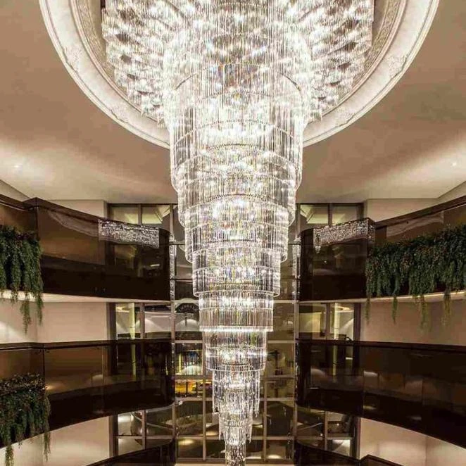 Modern large flush mount crystal ceiling chandelier lighting for hotel