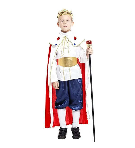 2016 热卖儿童儿童国王服装万圣节王子派对服装斗篷头带