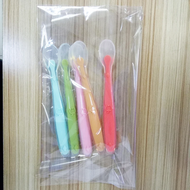 Gums Friendly Soft Silicone Baby Teething Feeding Spoons,Non Toxic Long