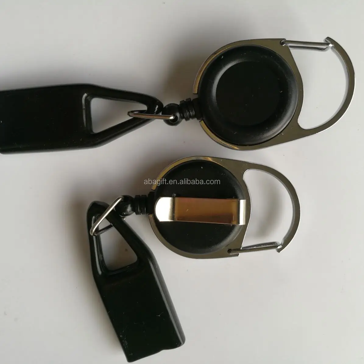 Plastic Abs Retractable Carabiner Reels Keychain Holder With Lighter