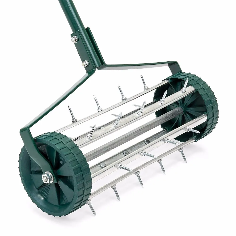 50 In Handle Rolling Lawn Aerator 18 Inch Garden Yard Rotary Push Tine