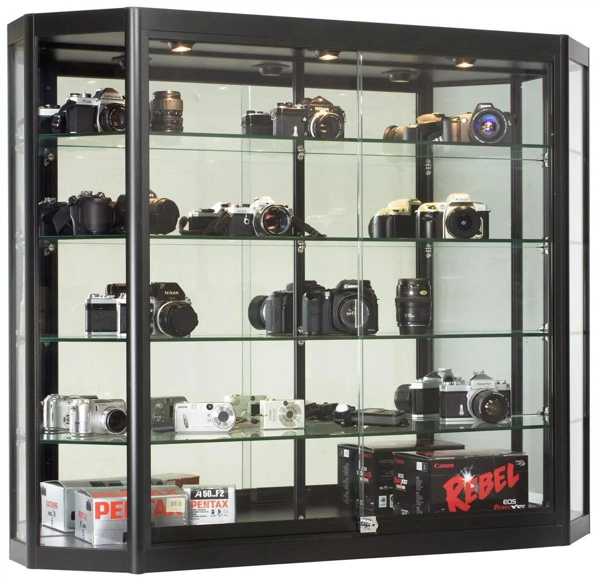 Buy Wall Mounted Tempered Glass And Black Aluminum Display Case