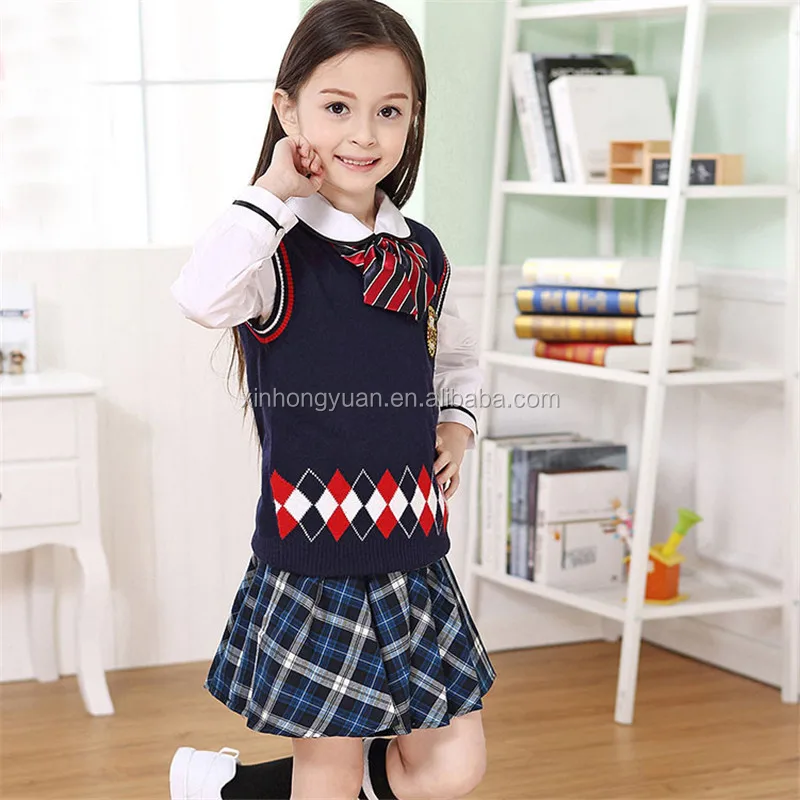 custom kids knit vest pattern child uniform / sleeveless sweater vest ...