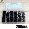Lonten 200pcs Rubber Grommet Assortment Set Black Electrical Wire Gasket Kit With a PVC Storage Case electronic component