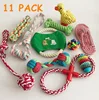 LOW MOQ Assorted 11 PACK Pet Chew Dog Toy Gift Set For Small And Medium Puppy Teething IQ Training Rope Knot Dog Squeaky Toy