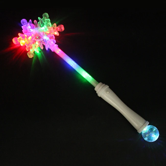 Christmas Gift Led Light Up Spinner Wand/ Led Snowflake Wand Toy For