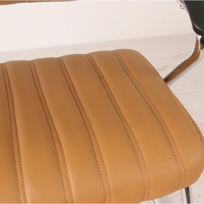 Home Goods Furniture Metal Frame Visitor Leather Chair With Arm Rest