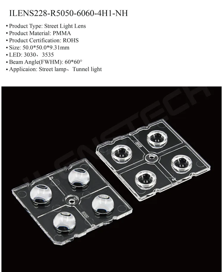 SMD 3535 3030 Led optical lens 50mm square module lens for street light
