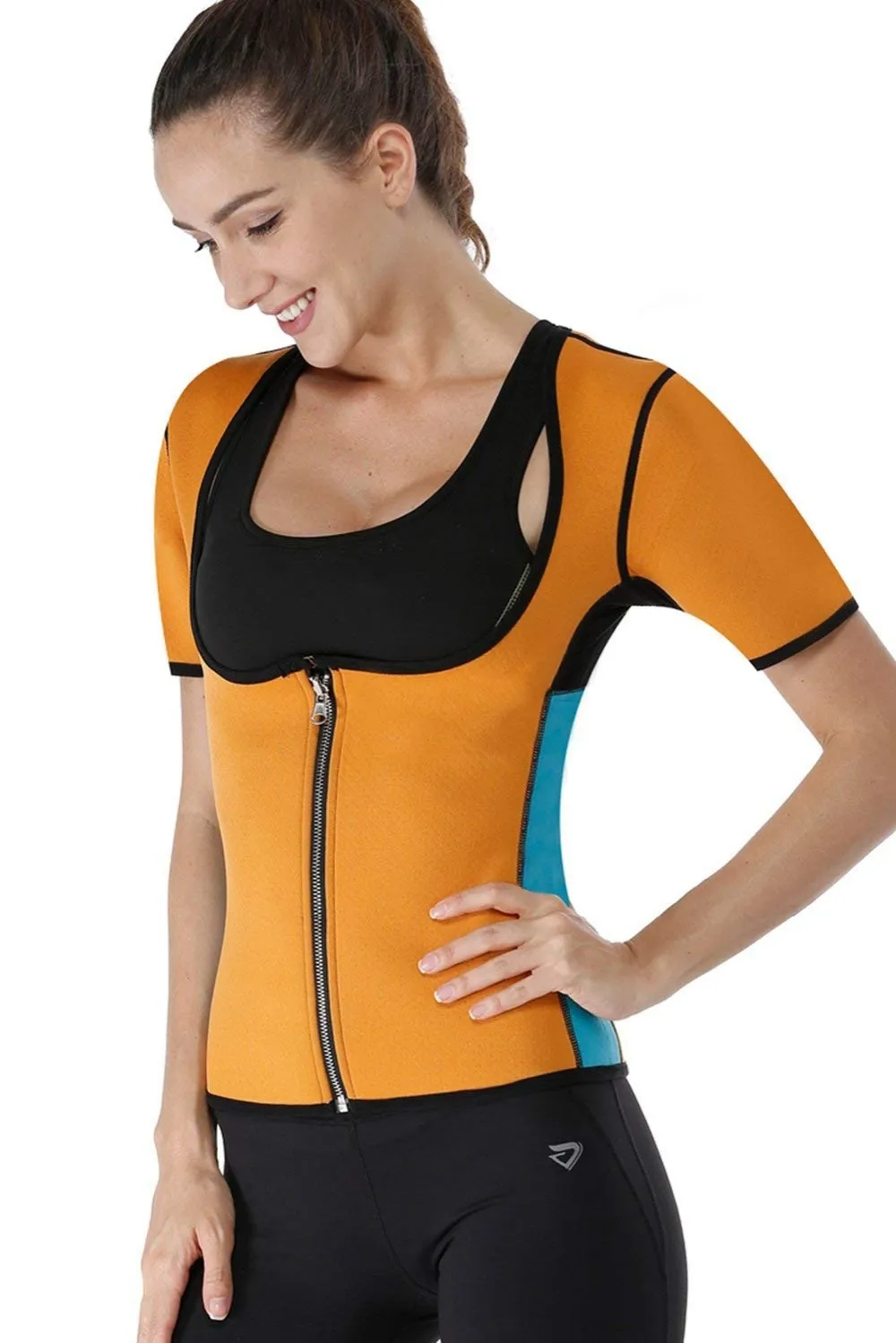 妇女的脂肪燃烧拉链塑身衣锻炼训练氯丁橡胶汗衫减肥