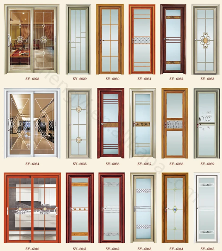 Modern Design Aluminum Bathroom Door With Double Tempered Glass For