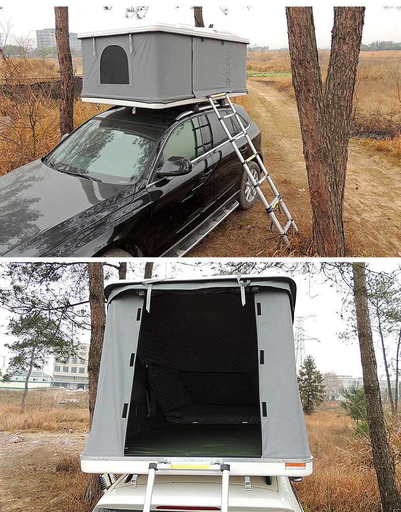Roof Top Tent Aluminum Camping 3 Person Hard Roof Tent For Hiking