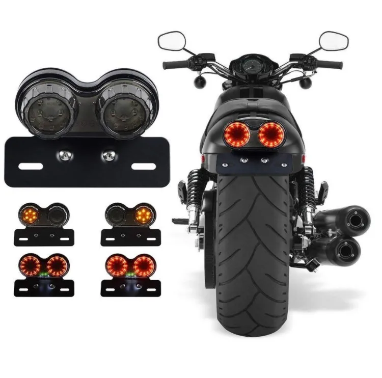 Universal Cat Eye Custom Motorcycle Tail Light Brake Light With License
