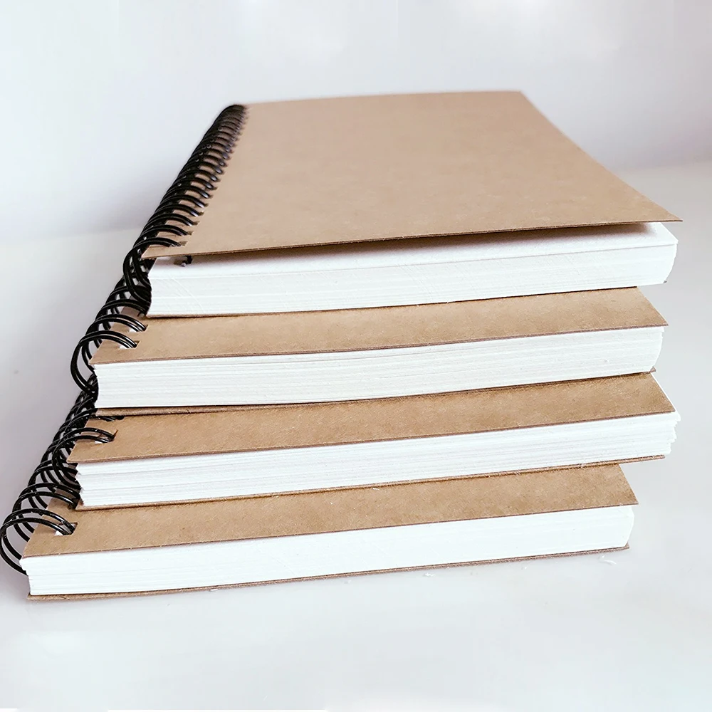 Wholesale Custom Print Brown Kraft Paper Sketch Book Sprial Notebook Notepad Exercise Book