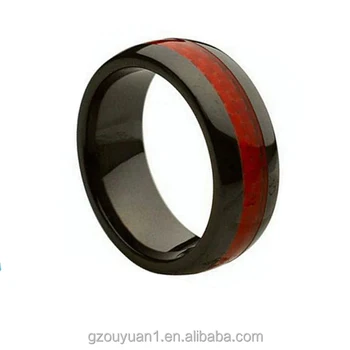8mm Ceramic Ring Men Women Wedding Band With Red Carbon Fiber Inlay 8mm Ceramic Ring Men Women Wedding Band With Red Carbon Fiber Inlay Rings