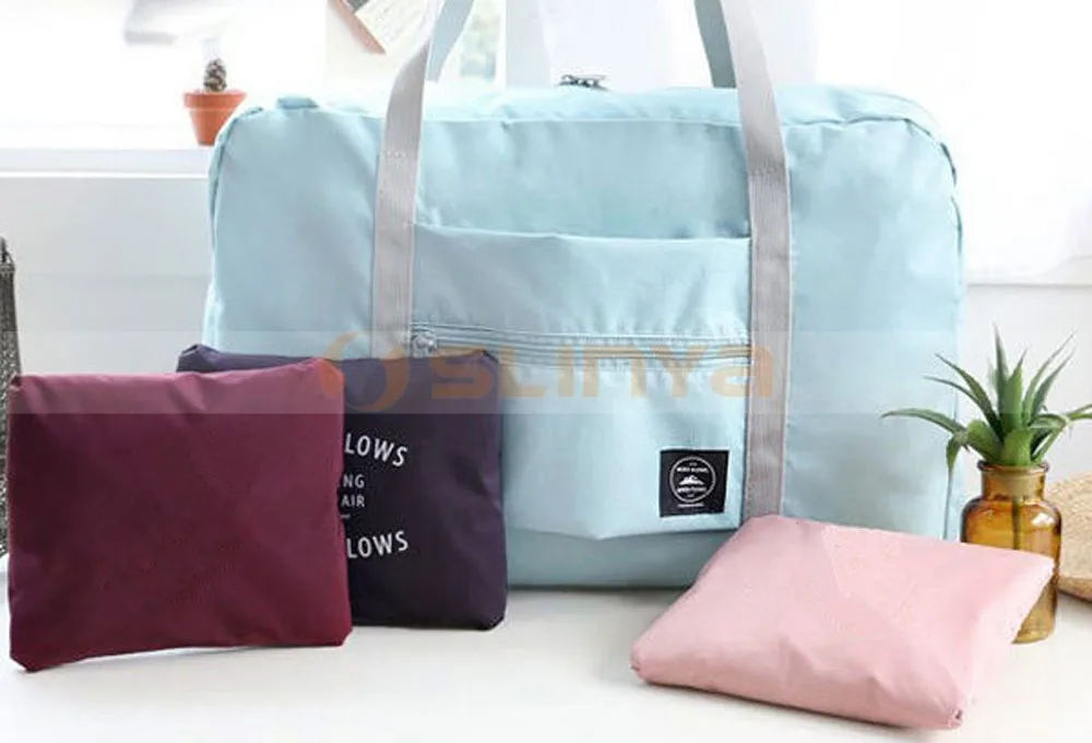 Folding Carry-on Duffle Bag Foldable Nylon Zipper Waterproof Travel ...