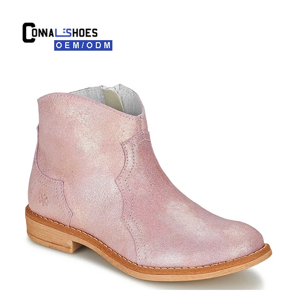 pink leather ankle boots