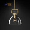 led e27 American Copper Glass Gold Pendant Lamp.Pendant light Lamparas De Techo Suspension Luminaire Lampen For Foyer