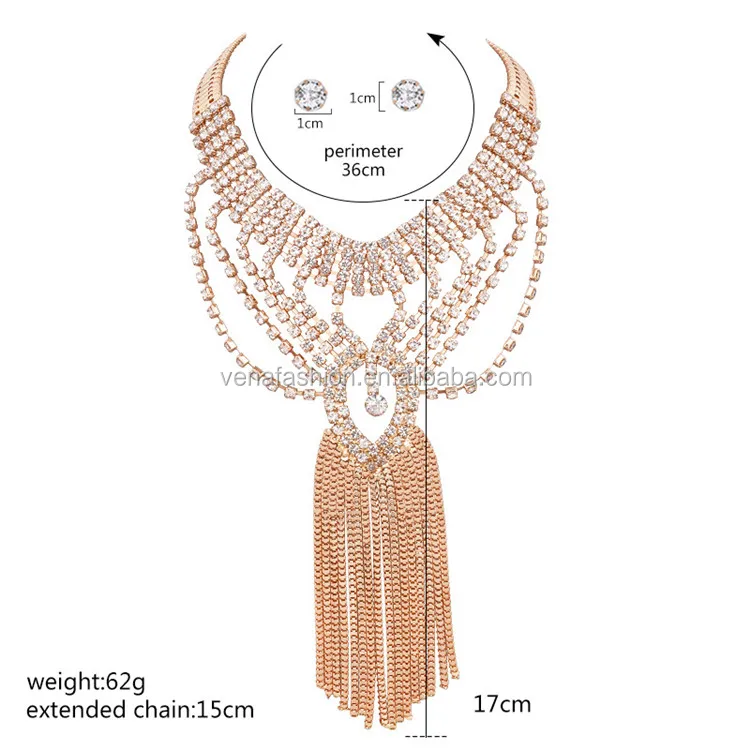 diamonds tassels chinese gold wedding women jewelry set
