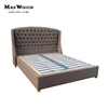 wingback linen tufted platform bed frame