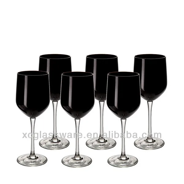 Hand Blown Black Colored Wine Glasses 