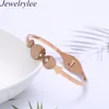 Custom Spring buckle bracelet gift Stainless Double fish kissing cute Bracelet Grinding sand Diamonds Rose Gold Bangles