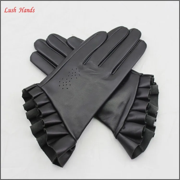 ladies genuine short driving leather gloves