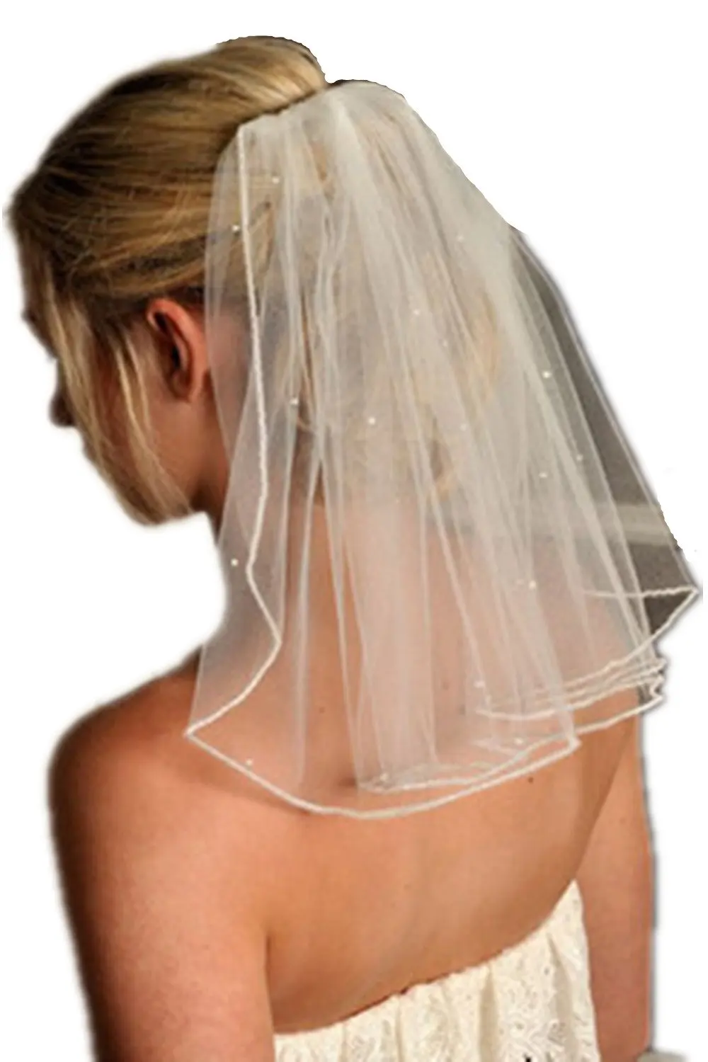 Liveinu Womens 2 Tier Wedding Bridal Veil with Sparkly Crystals Edge
