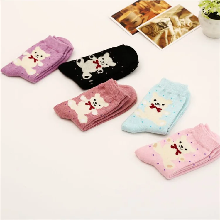 100% Wool Cute Korea Knitting Socks Produced By Chinese Socks Factory ...