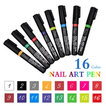 16 Colors Nail Art Pen Polish Painting Dot Drawing UV Gel Design Manicure Tool DIY Nail