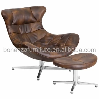 CH-005#made in china stainless steel five star legs office lounge chair with footrest for fat people